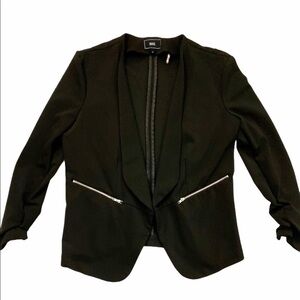 Have Black Open Front Stretch Ruche Sleeve Blazer